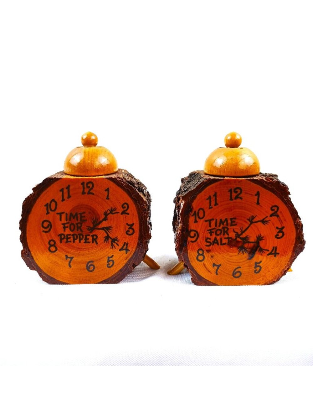 Vintage Fisherman's Warf San Francisco Salt & Pepper Shakers Wood Log Rustic Cab